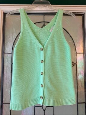 LOFT Mint Green Button-Front Knit Tank